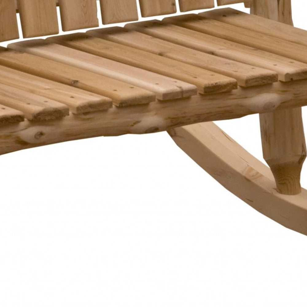 48" Natural Wood Indoor Outdoor Rocking Chair - Homeroots - Flyclothing LLC