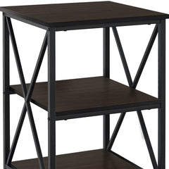 26" Rectangular Espresso Black Metal Accent Table