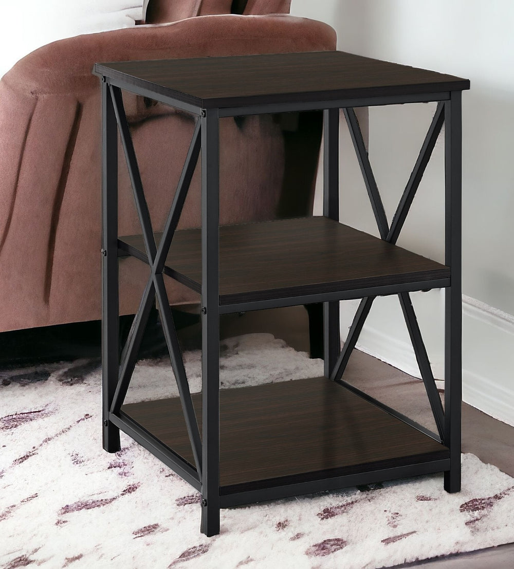 26" Rectangular Espresso Black Metal Accent Table - Homeroots - Flyclothing LLC