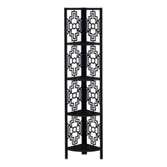 62" Black Metal Corner Bookcase