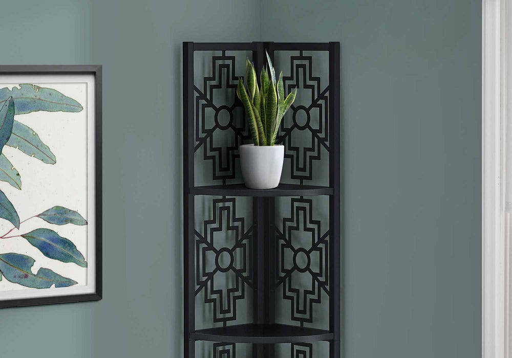 62" Black Metal Corner Bookcase - Homeroots - Flyclothing LLC