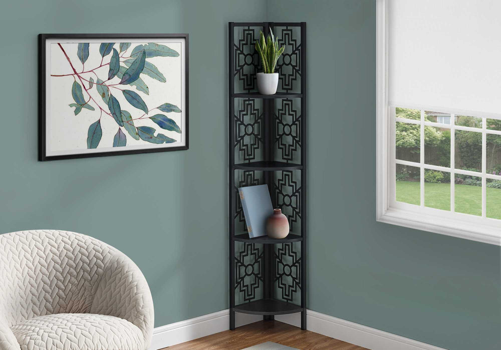 62" Black Metal Corner Bookcase - Homeroots - Flyclothing LLC