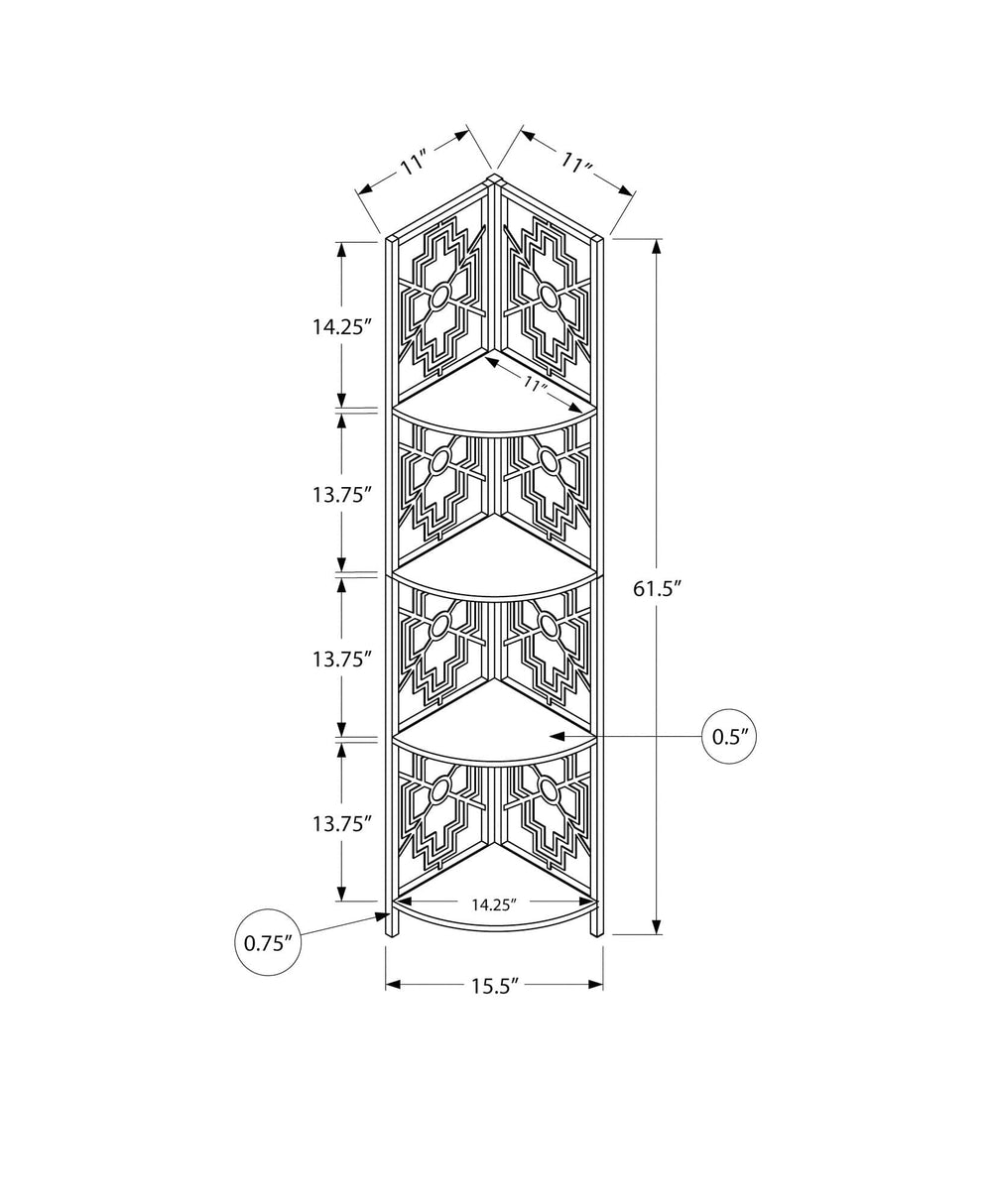 62" Black Metal Corner Bookcase - Homeroots - Flyclothing LLC