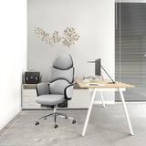 Black Faux Leather Tufted Seat Swivel Adjustable Executive Chair Leather Back Plastic Frame - Homeroots