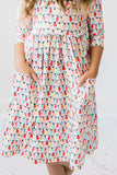 Merry & Bright 3/4 Sleeve Pocket Twirl Dress - Mila & Rose ® - Flyclothing LLC