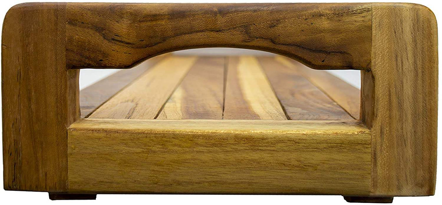 29"W Natural Teak Bath Tray and Seat with Handles - Homeroots - Flyclothing LLC