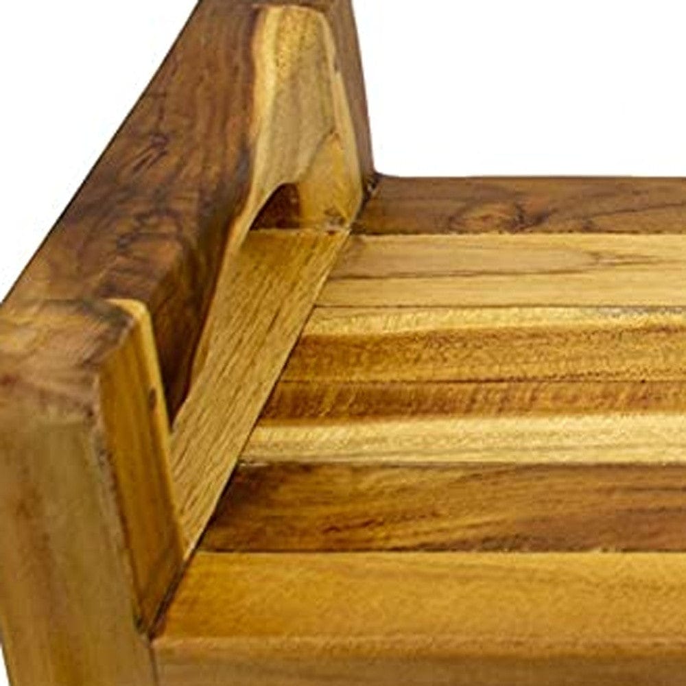 29"W Natural Teak Bath Tray and Seat with Handles - Homeroots - Flyclothing LLC