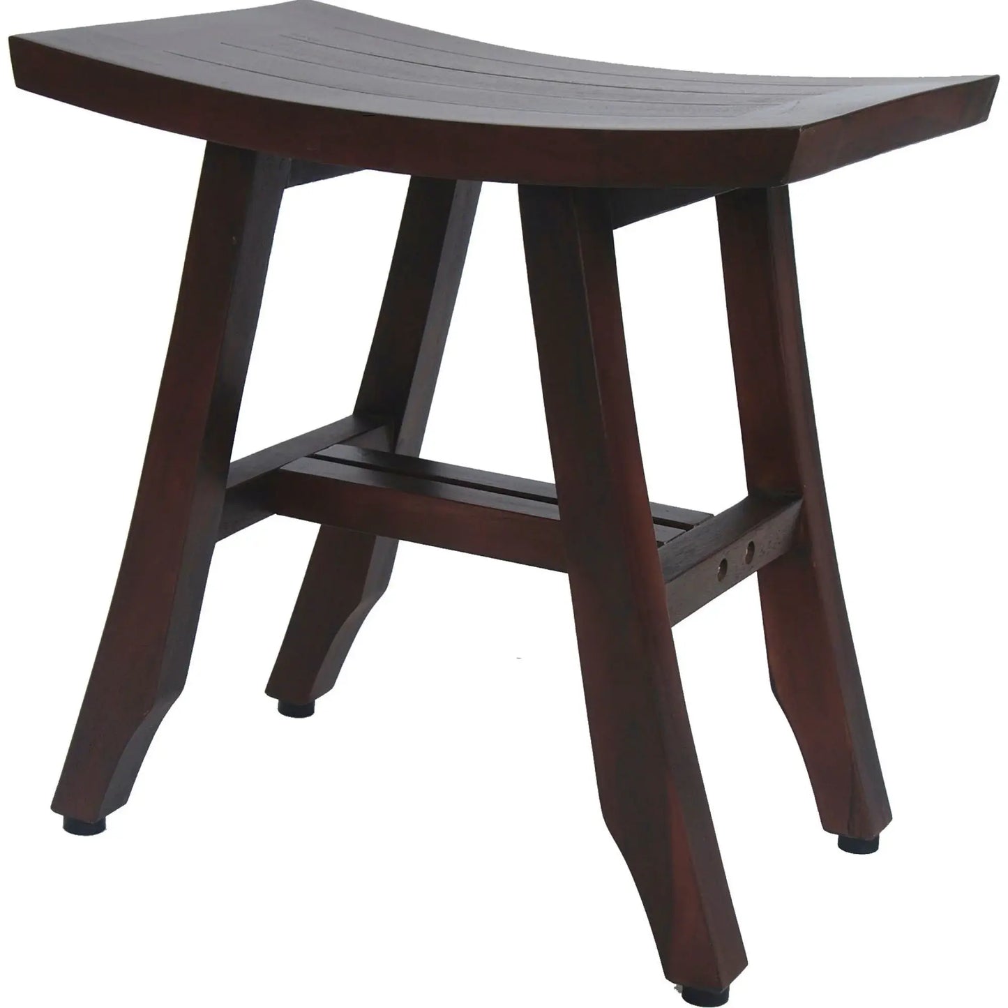 Compact Curvilinear Teak Shower Outdoor Bench In Brown Finish - Homeroots - Flyclothing LLC