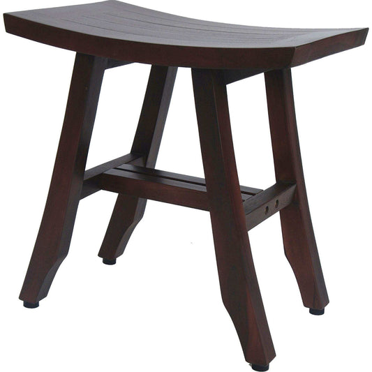 Compact Curvilinear Teak Shower Outdoor Bench In Brown Finish - Homeroots - Flyclothing LLC