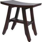 Compact Curvilinear Teak Shower Outdoor Bench In Brown Finish - Homeroots