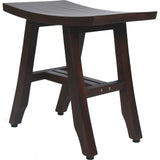 Compact Curvilinear Teak Shower Outdoor Bench In Brown Finish - Homeroots - Flyclothing LLC
