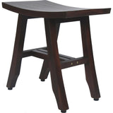 Compact Curvilinear Teak Shower Outdoor Bench In Brown Finish - Homeroots
