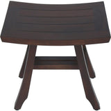 Compact Curvilinear Teak Shower Outdoor Bench In Brown Finish - Homeroots
