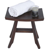 Compact Curvilinear Teak Shower Outdoor Bench In Brown Finish - Homeroots