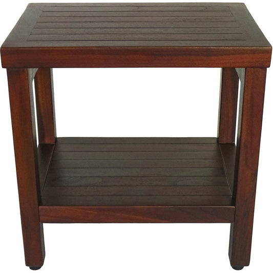 Compact Rectangular Teak Shower Or Outdoor Bench With Shelf In Brown Finish - Homeroots - Flyclothing LLC