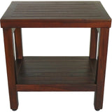Compact Rectangular Teak Shower Or Outdoor Bench With Shelf In Brown Finish - Homeroots