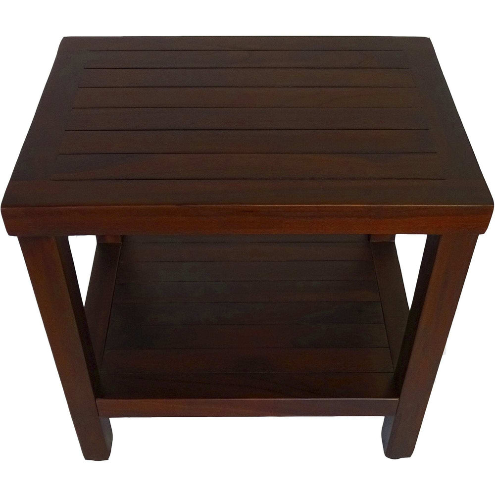 Compact Rectangular Teak Shower Or Outdoor Bench With Shelf In Brown Finish - Homeroots - Flyclothing LLC
