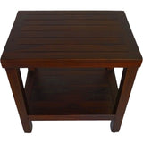 Compact Rectangular Teak Shower Or Outdoor Bench With Shelf In Brown Finish - Homeroots