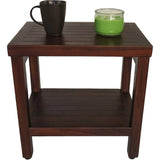 Compact Rectangular Teak Shower Or Outdoor Bench With Shelf In Brown Finish - Homeroots