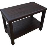 Rectangular Teak Shower Bench With Shelf In Brown Finish - Homeroots