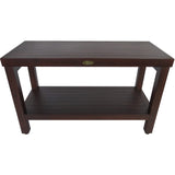 Rectangular Teak Shower Stool Or Bench With Shelf In Brown Finish - Homeroots