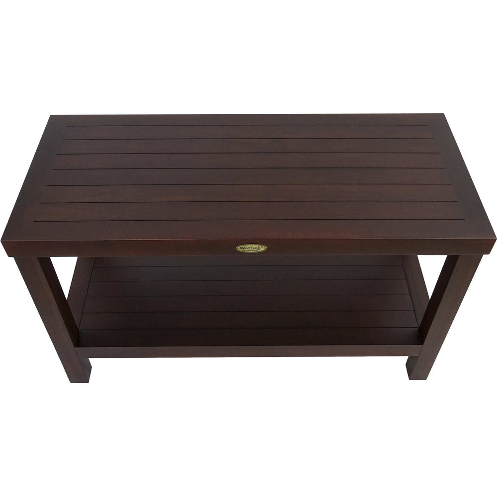 Rectangular Teak Shower Stool Or Bench With Shelf In Brown Finish - Homeroots - Flyclothing LLC