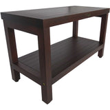 Rectangular Teak Shower Stool Or Bench With Shelf In Brown Finish - Homeroots