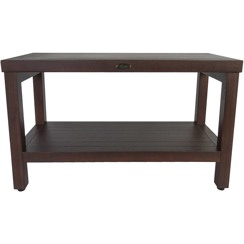 Rectangular Teak Shower Stool Or Bench With Shelf In Brown Finish - Homeroots - Flyclothing LLC