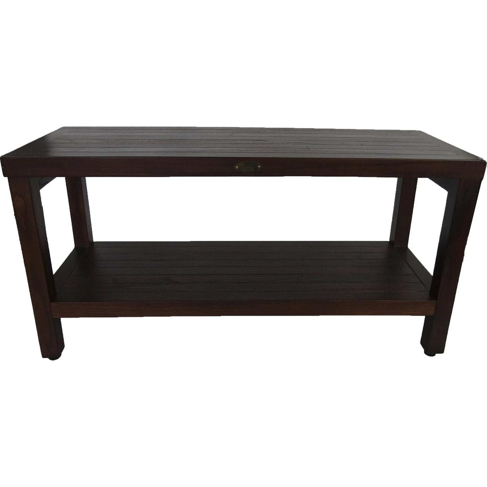 Rectangular Teak Shower Outdoor Bench With Shelf In Brown Finish - Homeroots - Flyclothing LLC