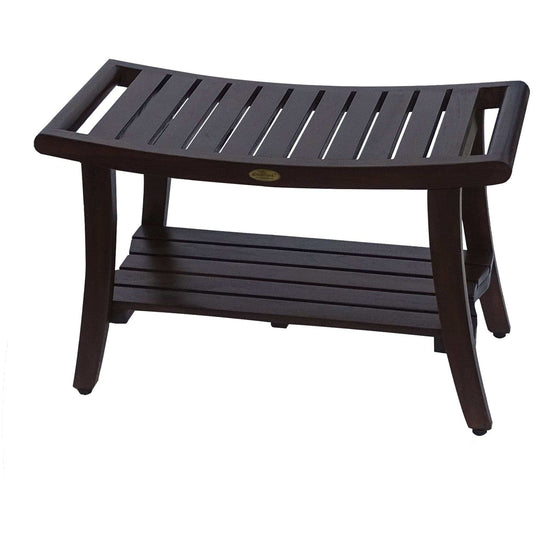 Contemporary Teak Shower Bench With Handles In Brown Finish - Homeroots - Flyclothing LLC