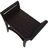 Contemporary Teak Shower Bench With Handles In Dark Brown - Homeroots