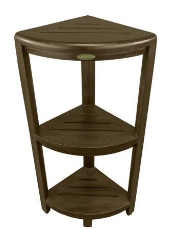 Teak Three Tier Corner Corner Shower Shelf  In  Brown Finish - Homeroots