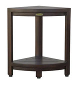 Compact Triangular Teak Shower Outdoor Bench With Shelf In Brown Finish - Homeroots - Flyclothing LLC