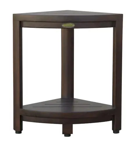 Compact Triangular Teak Shower Outdoor Bench With Shelf In Brown Finish - Homeroots - Flyclothing LLC