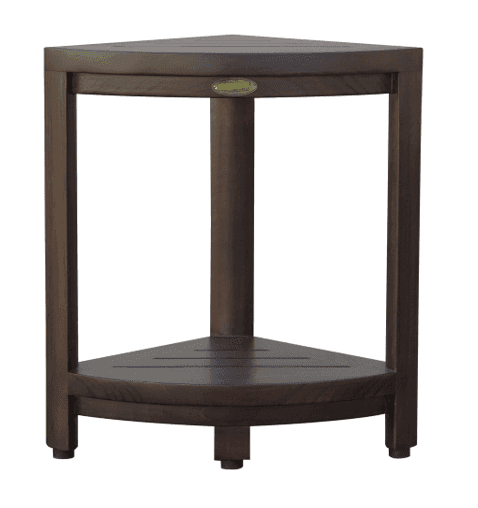 Compact Triangular Teak Shower Outdoor Bench With Shelf In Brown Finish - Homeroots - Flyclothing LLC