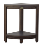 Compact Triangular Teak Shower Outdoor Bench With Shelf In Brown Finish - Homeroots