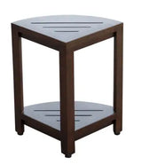 Compact Triangular Teak Shower Outdoor Bench With Shelf In Brown Finish - Homeroots - Flyclothing LLC