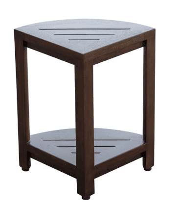 Compact Triangular Teak Shower Outdoor Bench With Shelf In Brown Finish - Homeroots - Flyclothing LLC