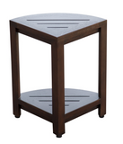 Compact Triangular Teak Shower Outdoor Bench With Shelf In Brown Finish - Homeroots