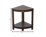 Compact Triangular Teak Shower Outdoor Bench With Shelf In Brown Finish - Homeroots - Flyclothing LLC