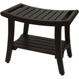 Contemporary Teak Shower Bench With Shelf And Handles In Brown Finish - Homeroots