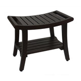 Contemporary Teak Shower Bench With Shelf And Handles In Brown Finish - Homeroots