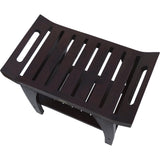 Contemporary Teak Shower Bench With Shelf And Handles In Brown Finish - Homeroots