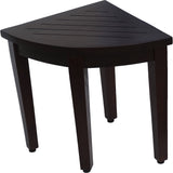 Compact Teak Corner Shower Or Outdoor Bench With Shelf In Brown Finish - Homeroots