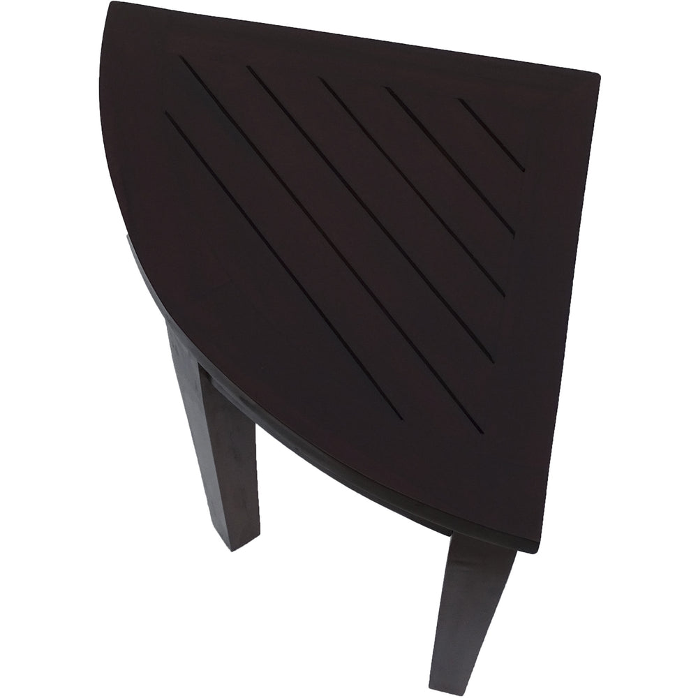 Compact Teak Corner Shower Or Outdoor Bench With Shelf In Brown Finish - Homeroots