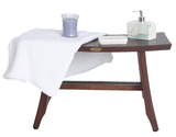 Contemporary Teak Shower Stool Or Bench In Brown Finish - Homeroots