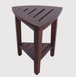 Compact Teak Corner Shower  Outdoor Bench With Shelf In Brown Finish - Homeroots