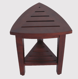 Compact Teak Corner Shower  Outdoor Bench With Shelf In Brown Finish - Homeroots