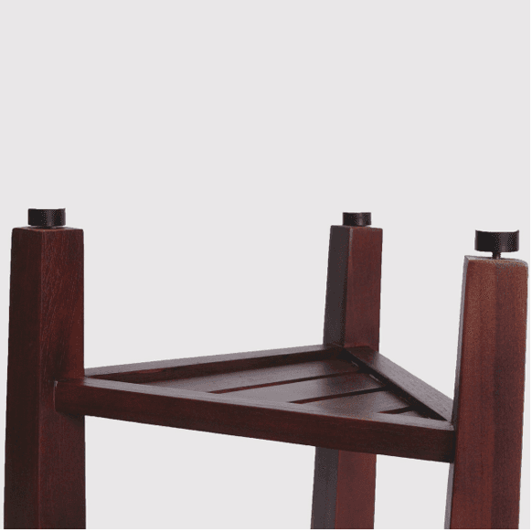 Compact Teak Corner Shower Outdoor Bench With Shelf In Brown Finish - Homeroots - Flyclothing LLC