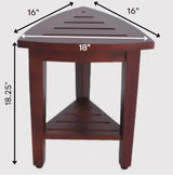Compact Teak Corner Shower Outdoor Bench With Shelf In Brown Finish - Homeroots - Flyclothing LLC